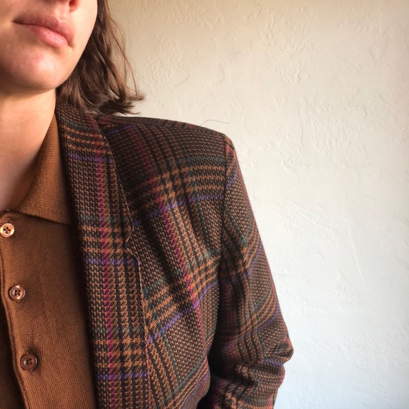 Vintage Jackets & Blazers - [vintage] woven plaid longline blazer